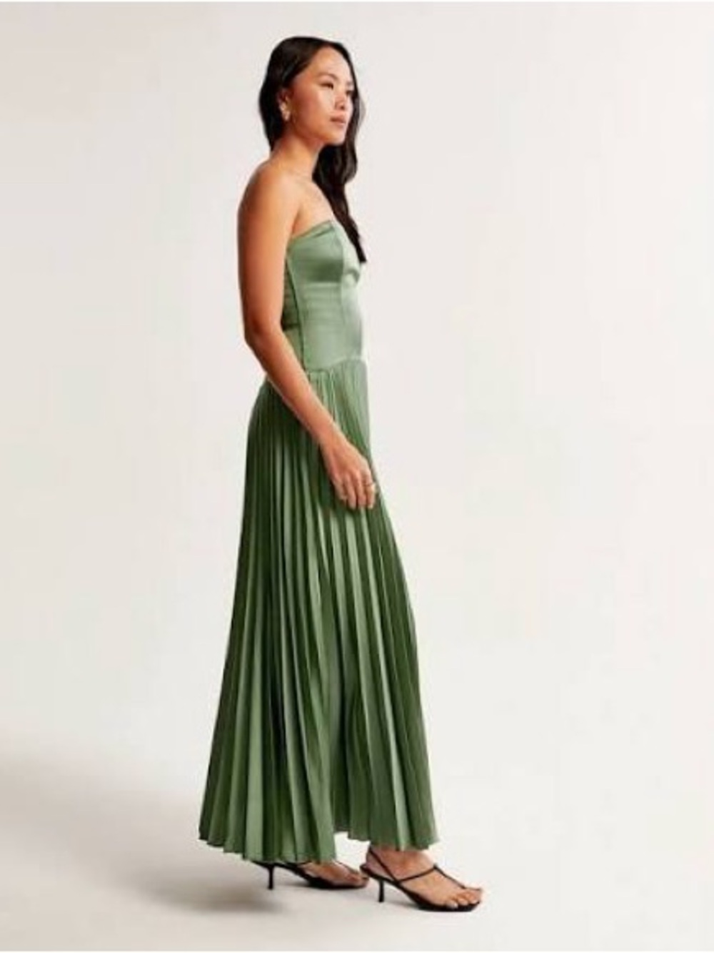 Abercrombie & Fitch Satin Giselle Strapless Drop-Waist Gown - Picture 3 of 9